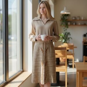 Vintage Gold and Cream Dress